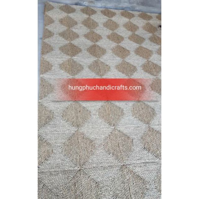 Thảm cói chữ nhật trải sản, decor tiện ích hàng xuất khẩu HUNGPHUC size 90cm x 90cm