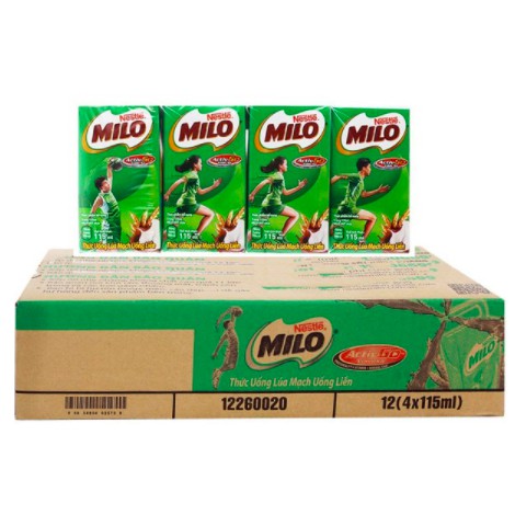 Thùng 48 hộp 115ml Sữa milo lúa mạch (12 vỉ = 48 hộp x 115ml)