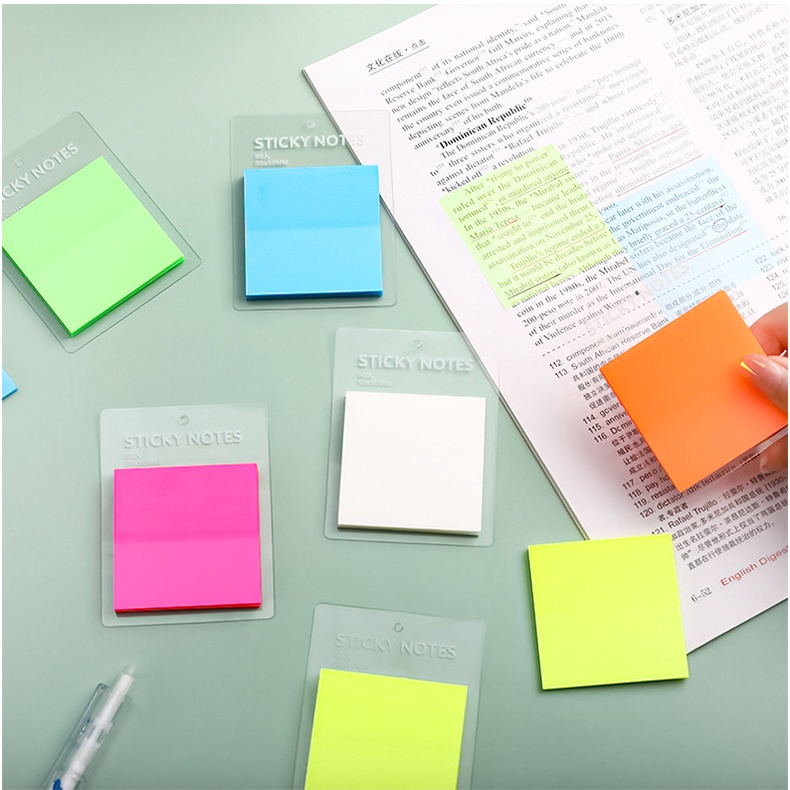 Giấy ghi chú, sticky notes dạng trong suốt, nhiều màu sắc