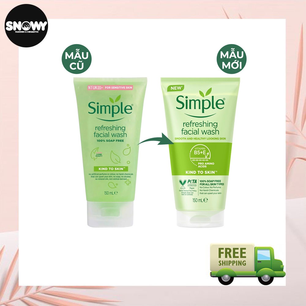 Sữa Rửa Mặt dạng gel Simple Kind To Skin Refreshing Facial Wash Gel