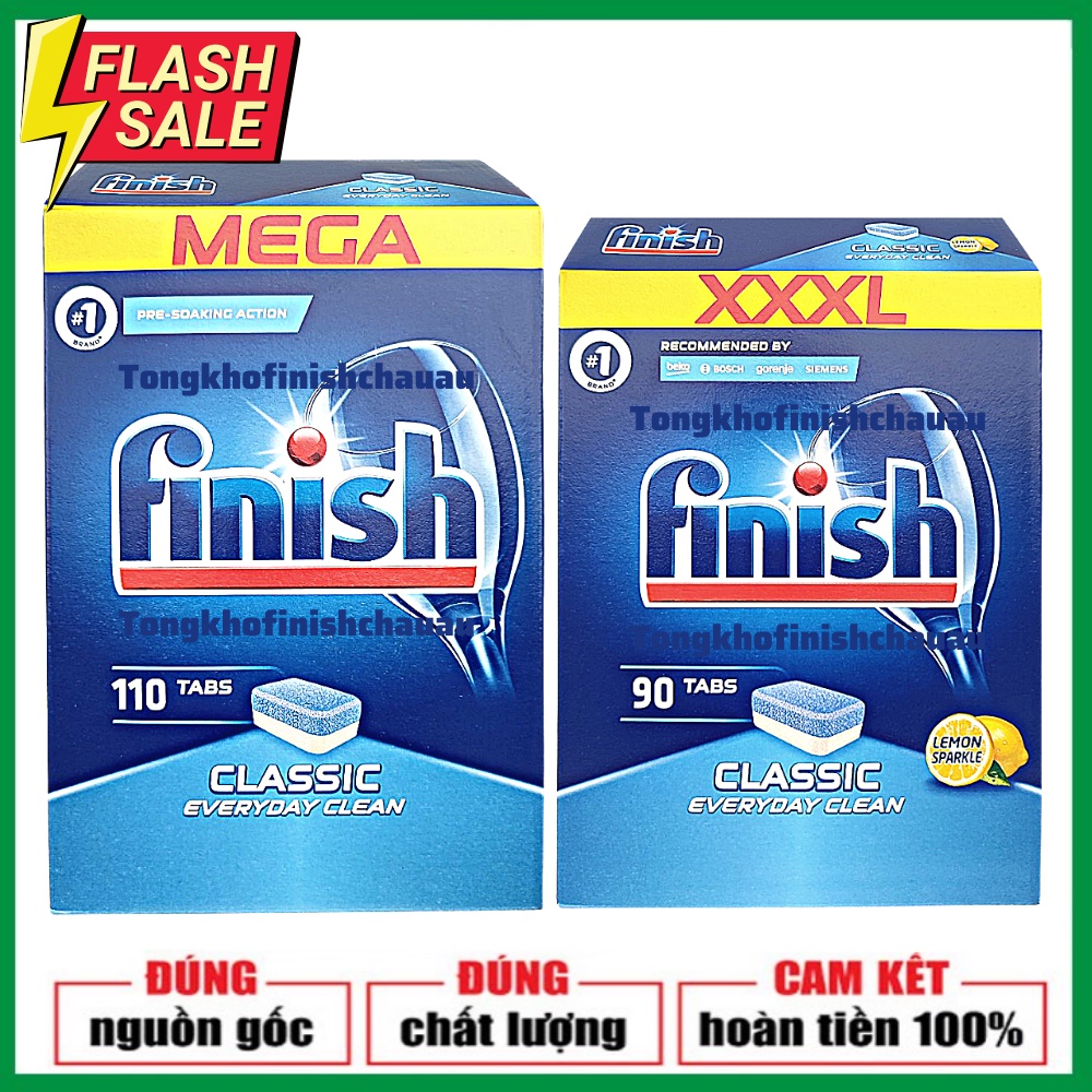 Viên rửa bát finish Classic 110 viên - Nhập Khẩu Châu Âu (hàng chính hãng )