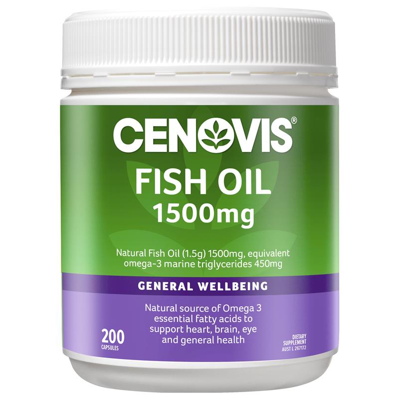 [Date 04.2024] Cenovis Fish Oil Dầu Cá Bổ Sung Omega 3 1500mg 200 Viên xuất xứ Úc hỗ trợ sức khỏe tim mạch, mắt, não