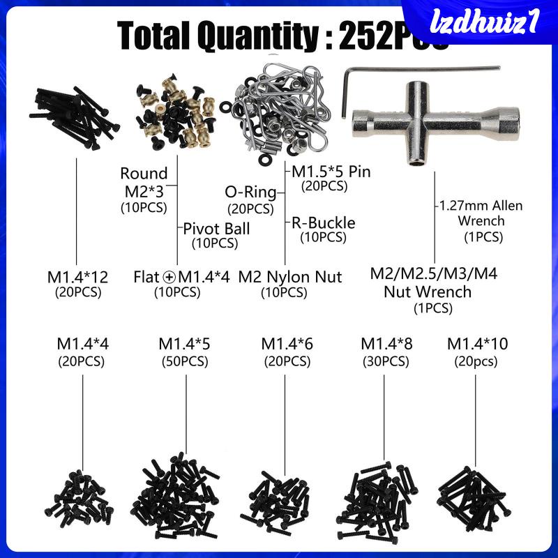 Set 252 Chốt Cài Cứng Thay Thế Chuyên Dụng Cho Xe Điều Khiển Từ Xa Axial SCX24 Hobby