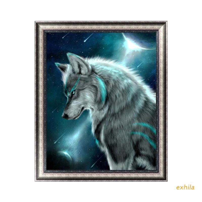 exhila Night Wolf DIY 5D Diamond Embroidery Painting Rhinestone Cross Stitch Home Decor