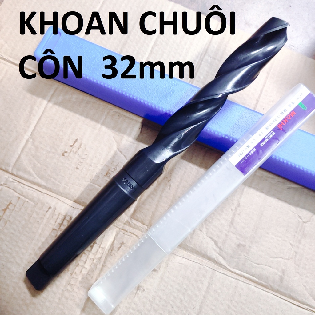 Mũi khoan chuôi côn 32mm, chuôi côn MT4, chiều dài lưỡi 185mm,chiều dài tổng 334mm