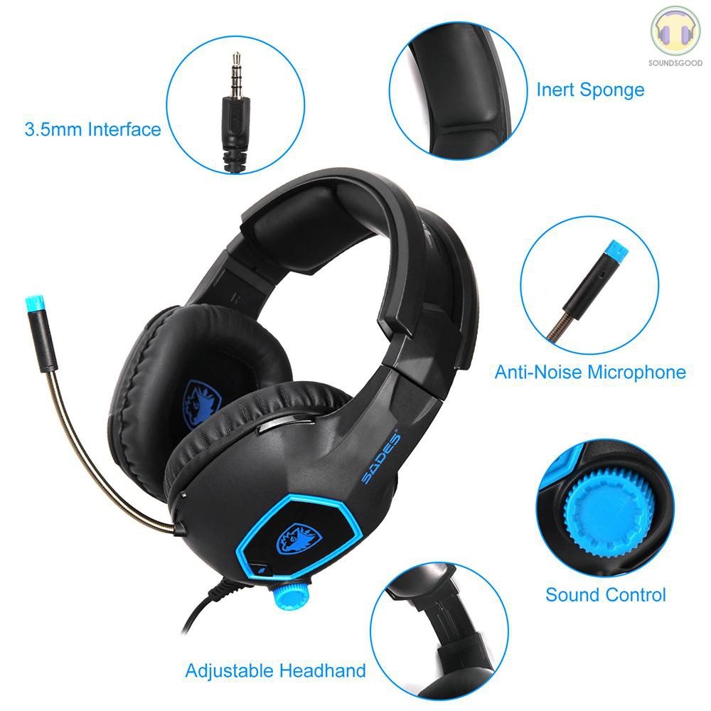 XBOX Tai Nghe Chơi Game Sg Sades Sa-818 Có Dây Chuẩn 3.5mm Kèm Mic Dành Cho Điện Thoại / Máy Tính Và Điện Thoại