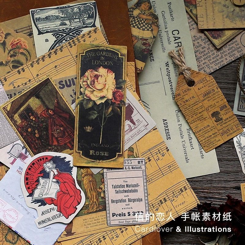 Gói 40 nhãn dán sticker phong cách vintage Tả Bí Lù Store