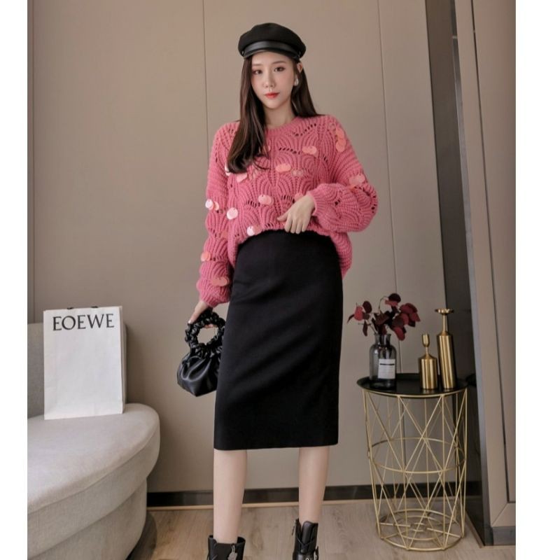 Chân váy len đúc dài tôn dáng hàng Quảng Châu