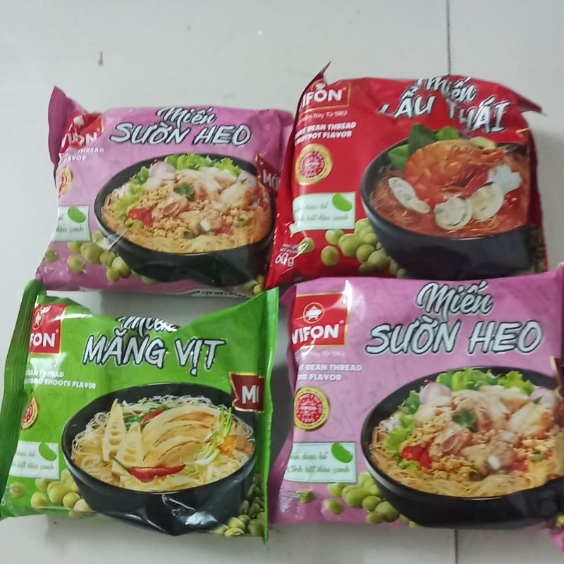 Miến vifon gồm 3 vị sườn heo,lẩu thái, măng vit.