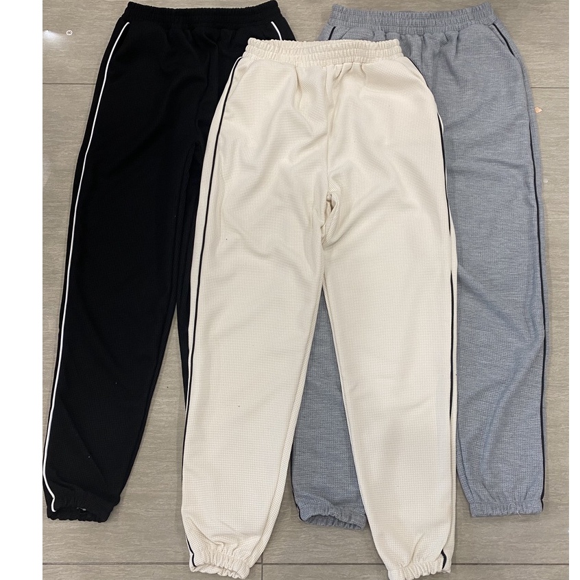 Quần Jogger Nữ viền sọc bo gấu vải tổ ong m606