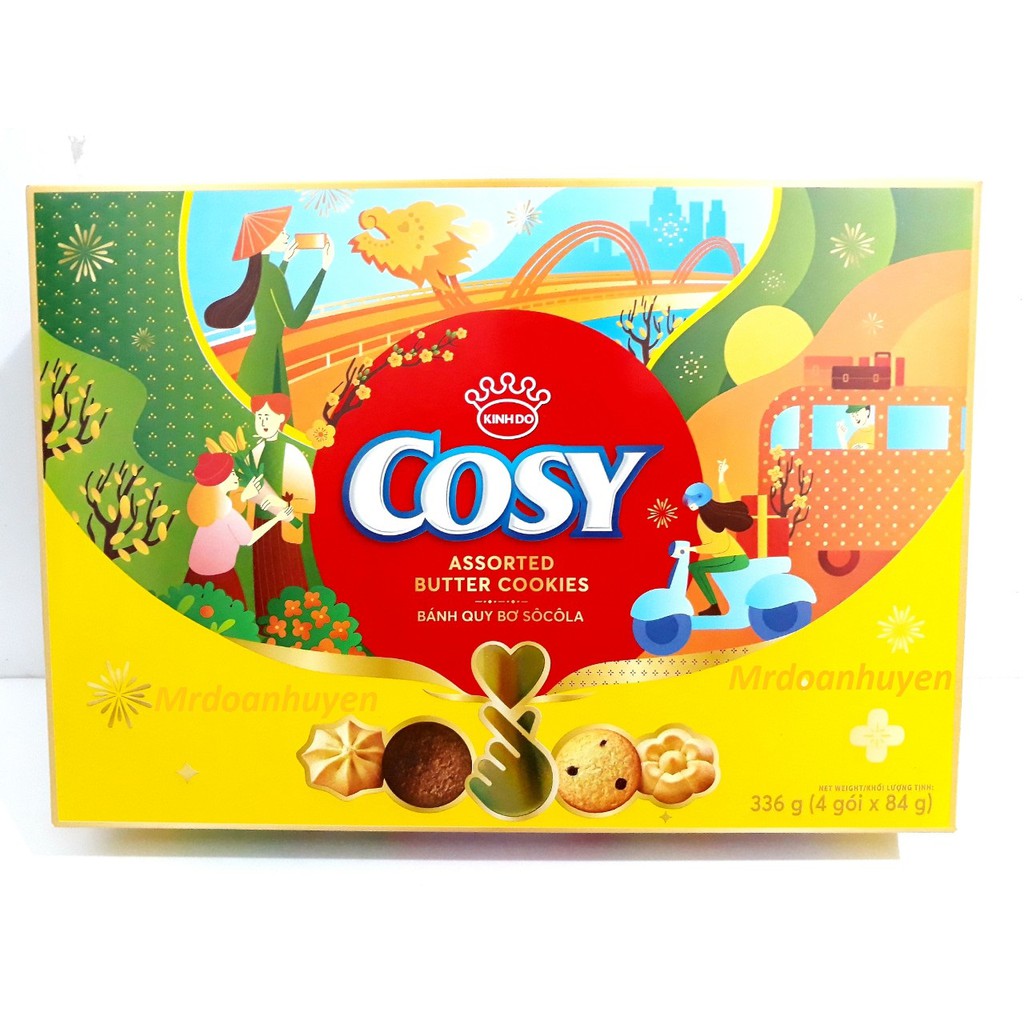 Bánh Quy Bơ Cosy Socola Hộp Giấy 336g (kèm túi xách)