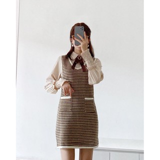 Set áo sơ mi kèm váy gile dạ