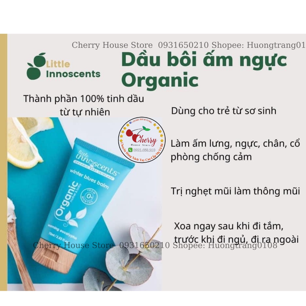 Dầu chống cảm Organic cho bé từ sơ sinh Little Innocents