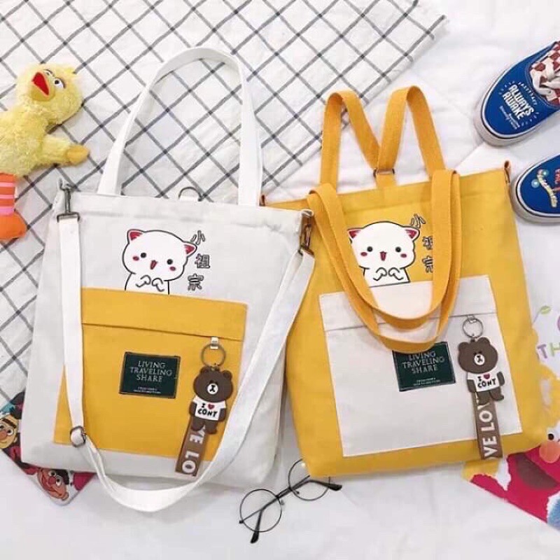 Túi Tote Vải Mèo Con cute (Không kèm móc khoá)