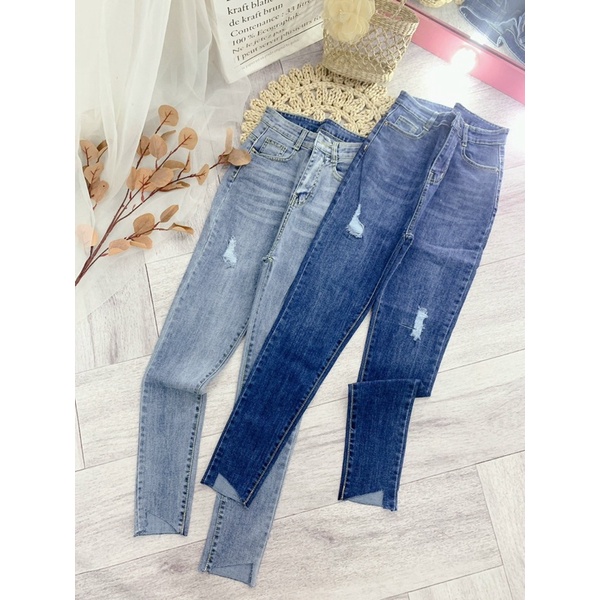 Quần skinny jean rách- quần jean ôm rách hình thật 2 màu