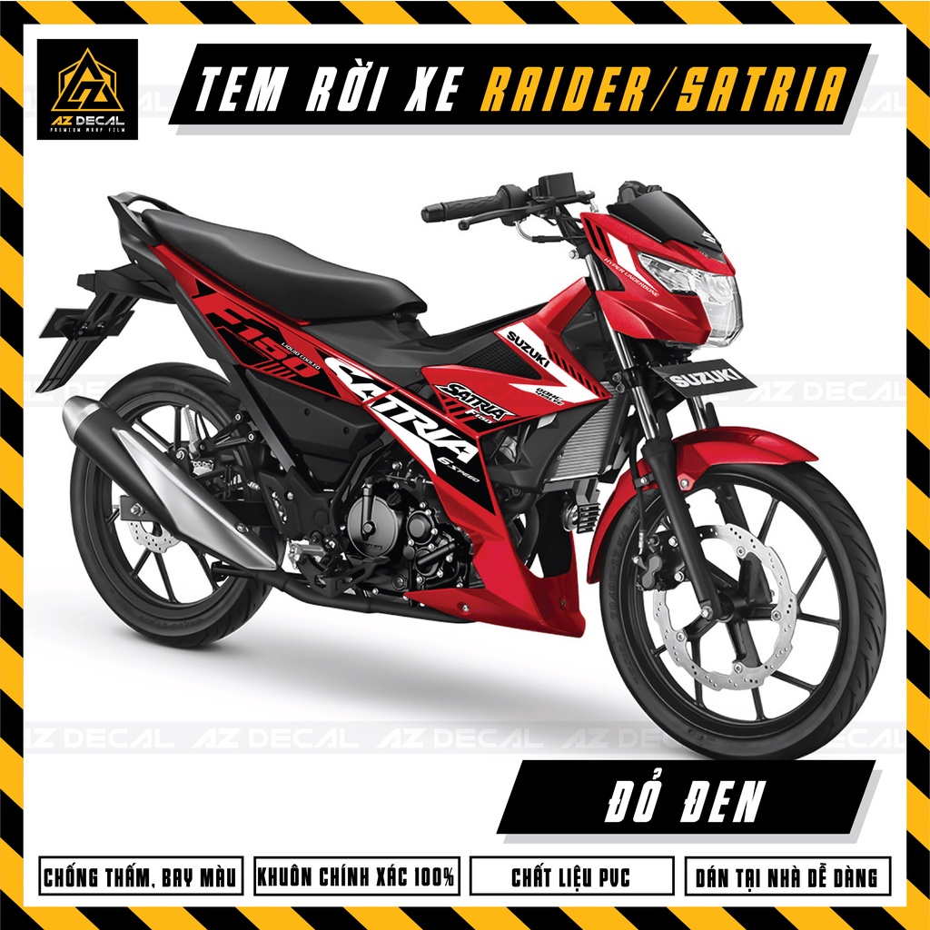 Tem Xe Raider / Satria Màu Đỏ - Đen Cách Điệu | Decal Chế Xe Máy Raider - Satria Chống Nước, Bền Màu
