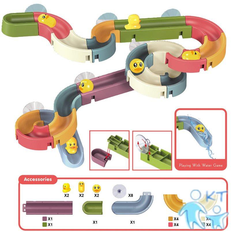 Bộ Đồ Chơi Nhà Tắm Lắp Ráp Đường Ray Trượt Vui Nhộn Cho Bé