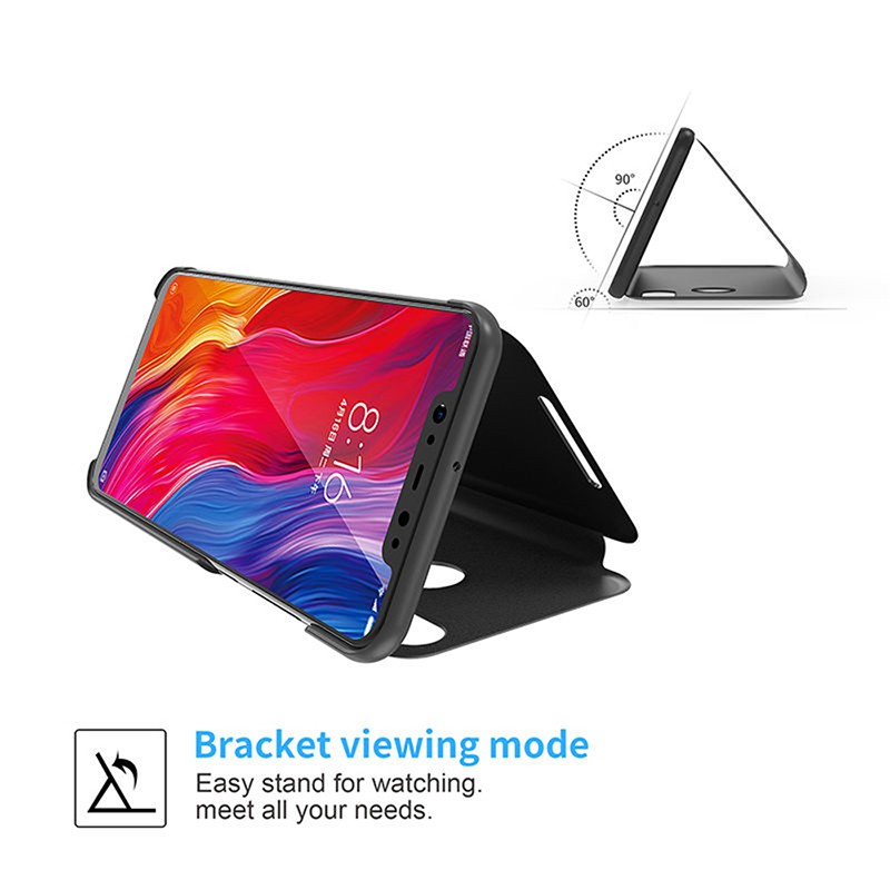 Bao da điện thoại nắp gập tráng gương cứng tích hợp giá đỡ cho Samsung Galaxy S8 S9 S10 Plus S7 Edge S10E