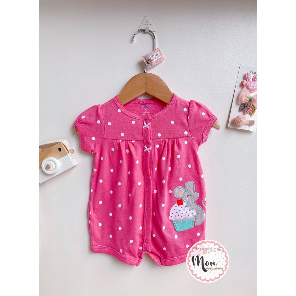 BODY ĐÙI cotton [Chấm bi cài dọc HỒNG CHUỘT ]