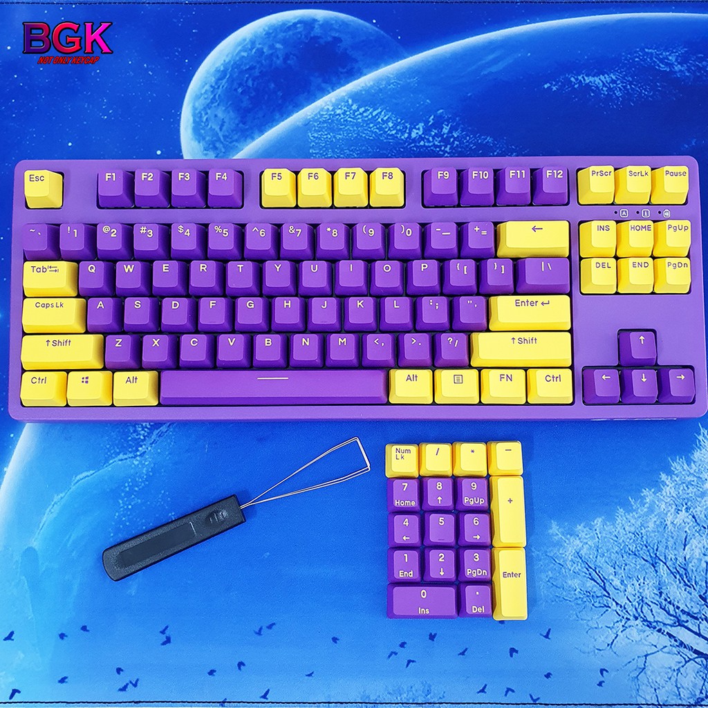 Bộ Keycap 104 PBT Tím Vàng Cực Đẹp ( 104 nút, PBT Double Shot, OEM Profile )