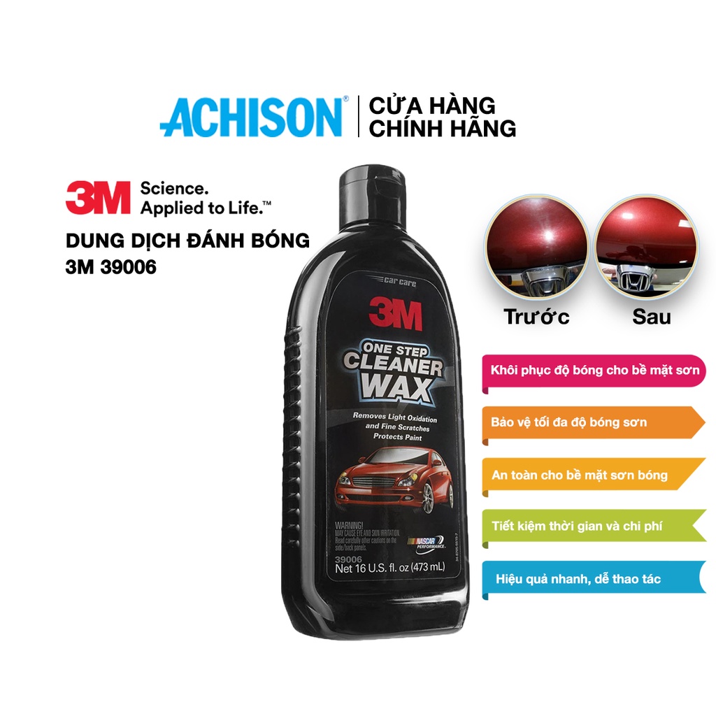 GIÁ RẺ CHÍNH HÃNG 3M Dung dịch đánh bóng  3M ONE STEP CLEANER WAX PN39006