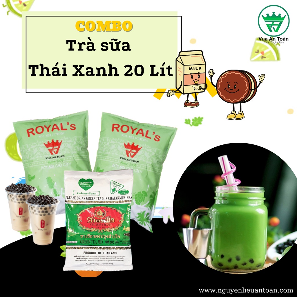 Set Nguyên Liệu Trà Sữa Thái Xanh CHATARMUA Chuẩn Nội Địa Thái Lan thơm ngon đậm vị