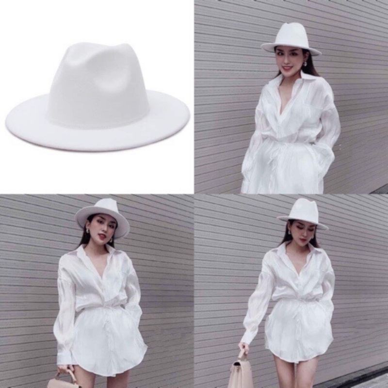 Mũ phớt dạ panama nhiều màu phong cách vintage