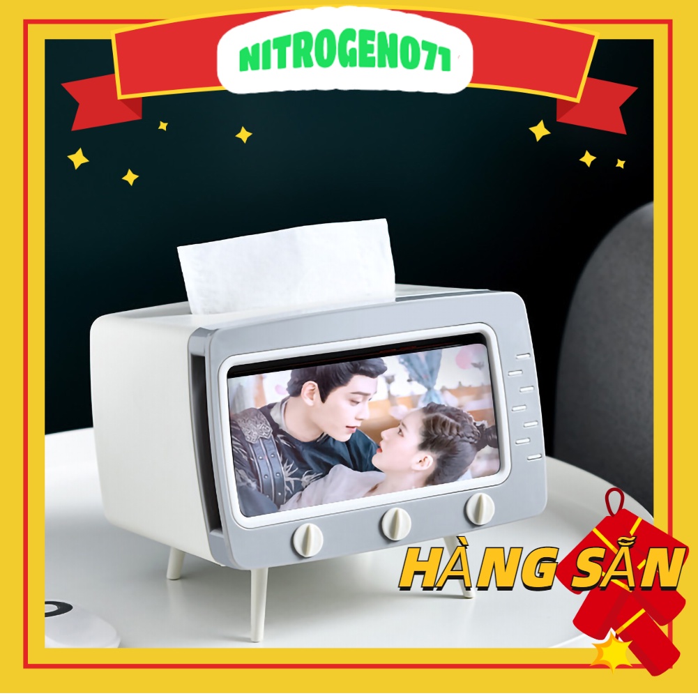 Nitrogen071 Hộp đựng giấy vệ sinh Hộp kệ đựng giấy nhà vệ sinh cuộn lớn có rãnh đỡ điện thoại đa năng nhiều màu sắc