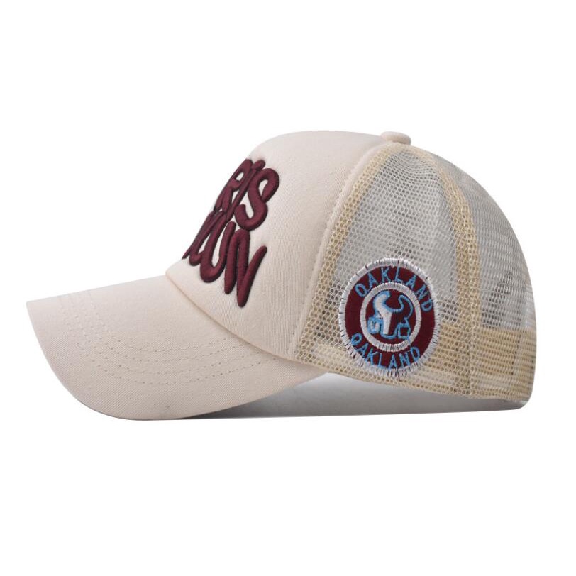 Mũ Lưỡi Trai Thể Thao Phối Lưới Thêu Họa Tiết Màu Nâu Thời Trang Cho Nam Và Nữ