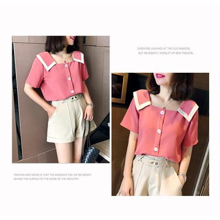 ÁO CỔ SEN PHỐI MÀU DỄ THƯƠNG💖FREESHIP💖