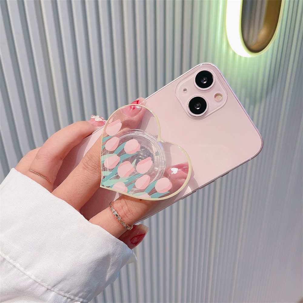 Giá Đỡ Điện Thoại Epoxy Hình Hoa Tulip Hoạt Hình Dễ Thương Có Thể Thu Gọn