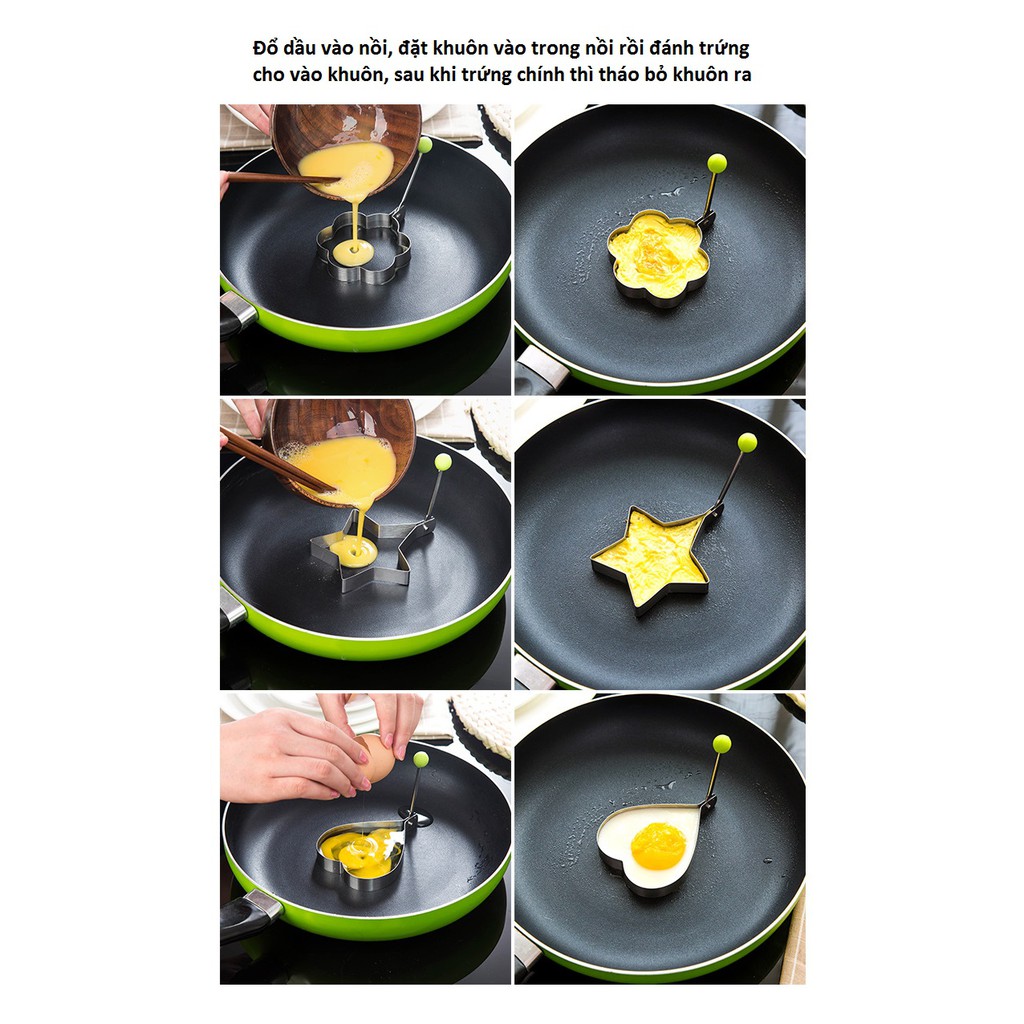 Khuôn Chiên Trứng Tạo Hình❤️FREESHIP❤️Khuông Inox Tiện Dụng
