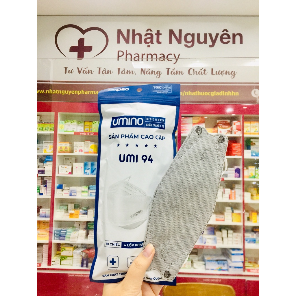 Khẩu trang y tế kháng khuẩn 4 lớp Umino gói 10 chiếc chống bụi, kháng khuânt, khẩu trang thường và khẩu trang có van thở