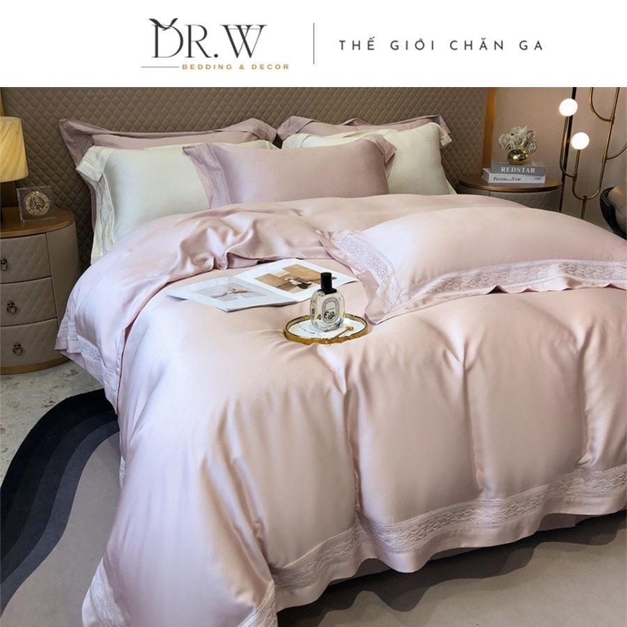 Bộ chăn ga gối nệm đệm set 4 món vải tencel 120s DR.W cao cấp mang phong cách châu âu hiện đại - Thế Giới Chăn Ga