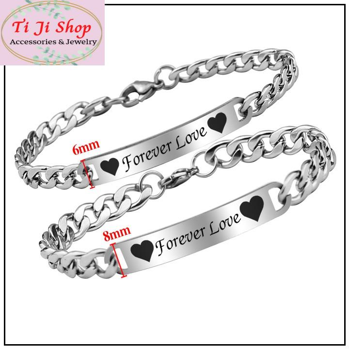 LẮC VÒNG TAY CẶP ĐÔI INOX FOREVER LOVE KHÔNG ĐEN KHÔNG GỈ SÉT