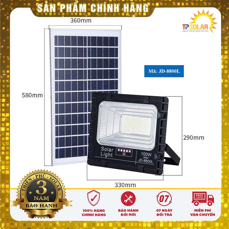 Đèn pha LED năng lượng mặt trời JD Jindian JD-8800L (bản nâng cấp)