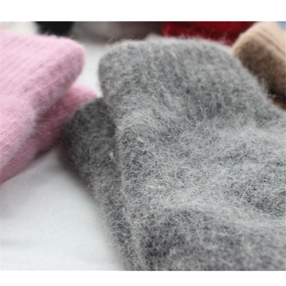 Găng Tay Lông Thỏ Mềm Mại Màu Trơn Giữ Ấm Mùa Đông