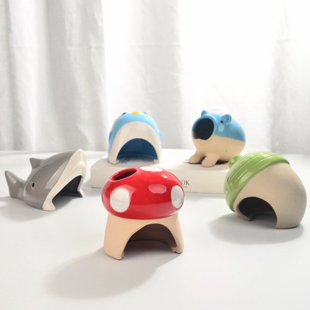 Nhà ngủ sứ hamster QUẢ SỒI XANH siêu mát, dễ thương