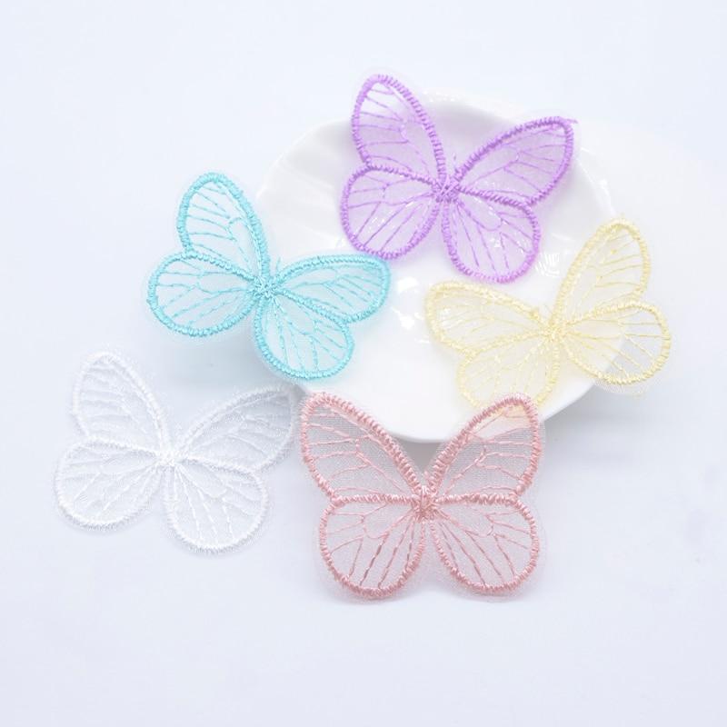 Bộ 20 Miếng Lưới Thêu Hình Bướm 46 * 39mm Trang Trí Tóc