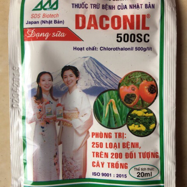 Daconil 500SC gói 20ml trị thán thư, phấn trắng, đốm lá, sương mai