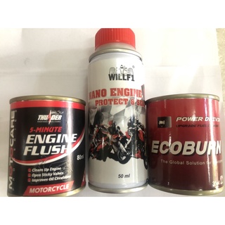 Combo 3 món chăm sóc động cơ xe motor - Ecoburn 5+ - Nano Engine - Engine Flush
