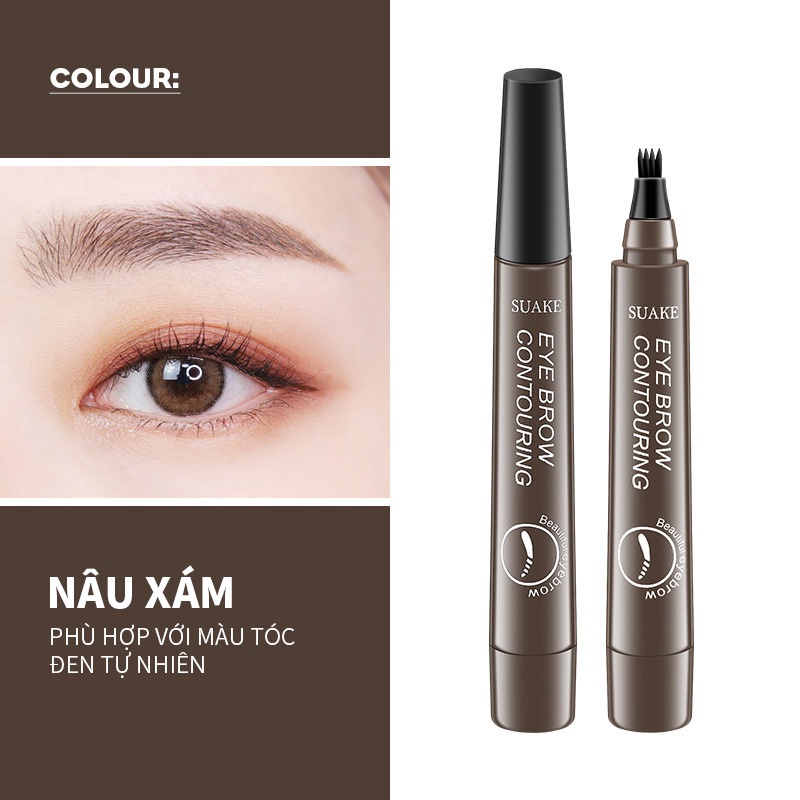 [Hàng mới về] Kẻ mày dạng lỏng đầu 4 chĩa trang điểm chống thấm nước