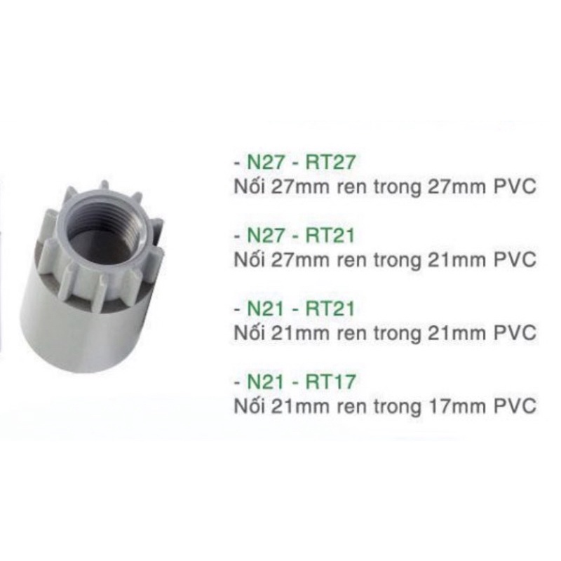 Nối 1 Đầu Trơn 1 Đầu Ren Trong Đầy Đủ Kích Cỡ