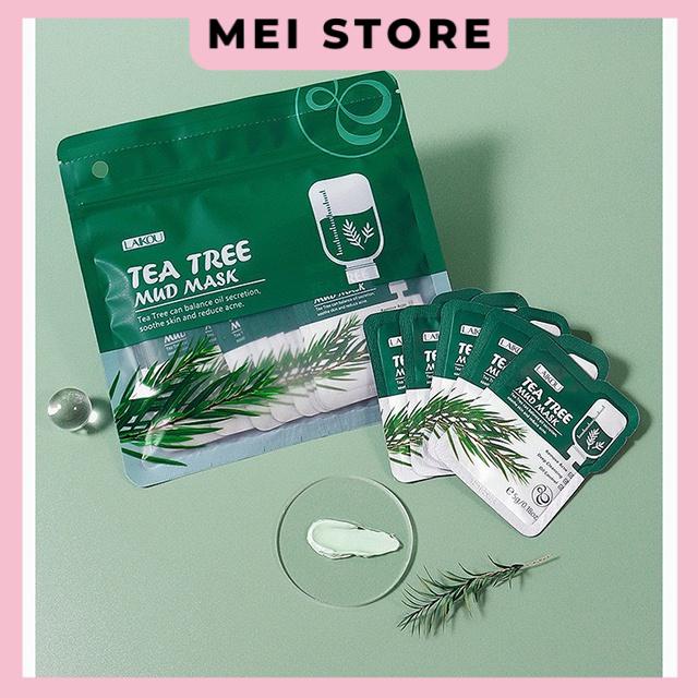Set 12 Mặt Nạ Bùn Tea Tree Mud Mask Chiết Xuất Từ Cây Tràm Trà LAIKOU Loại Bỏ Mụn Đầu Đen