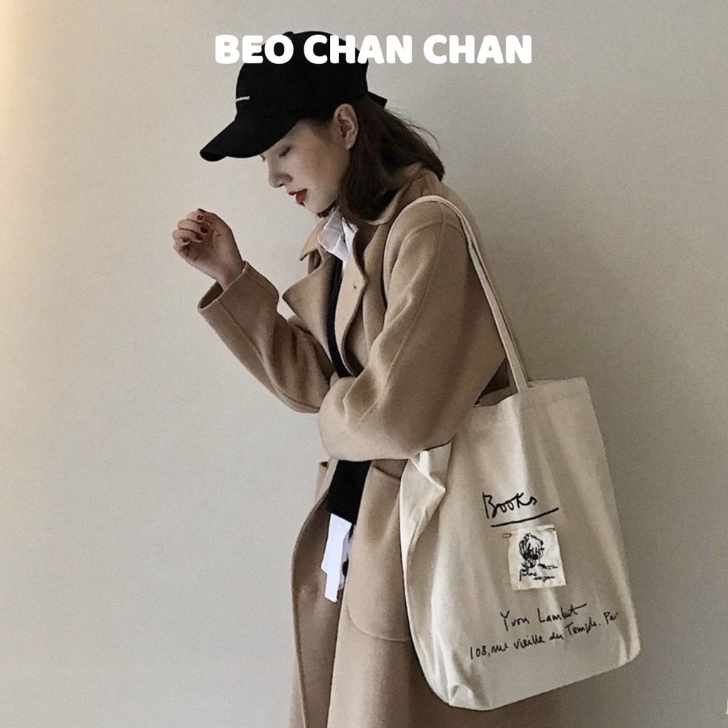 TÚI TOTE VẢI STYLE HÀN QUỐC - TÚI VẢI TRẮNG ULZZANG “books'