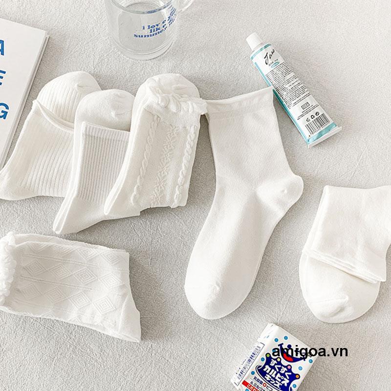✨✨Tất cổ cao, vớ cổ cao nữ trắng vải cotton co giãn thời trang Hàn Quốc