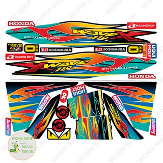 Tem rời WAVE ALPHA 110 MẪU LỬA CHỮ X ( Đời 2017 - 2021 )  Nhiều lựa chọn màu sắc - Tem chế 3 lớp cao cấp