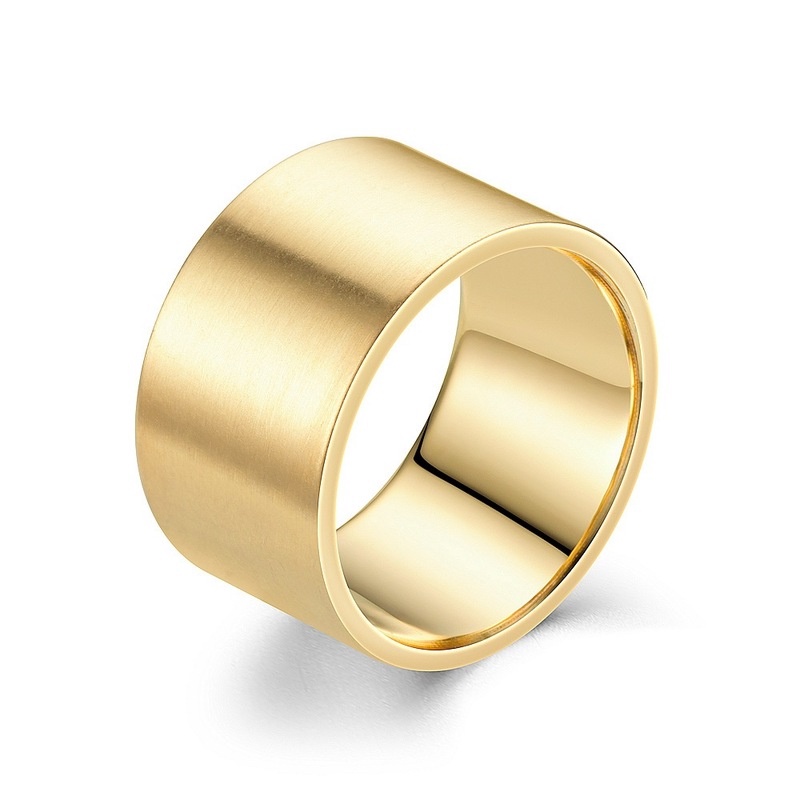 Nhẫn siêu rộng 12mm bằng thép không gỉ thời trang hoàn toàn mới, nhẫn lớn cho nam và nữ bằng thép titan phong cách đơn giản.