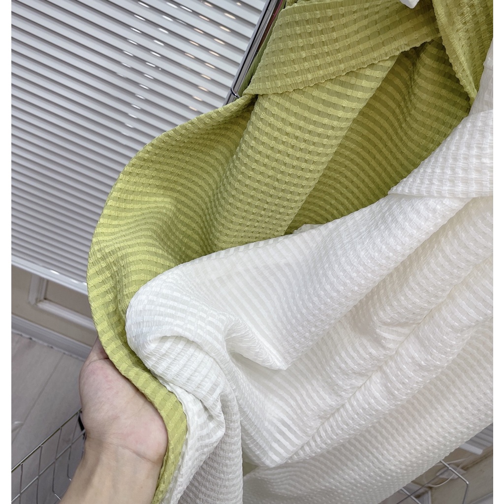 [Ảnh Thật]: Váy Xốp Cúp Ngực Xoắn Eo 2 Màu Xanh, Trắng  Dáng Dài