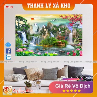 Tranh dán tường 3d Sơn Thủy Hữu Tình - M189 Tranh 3D Phong Thủy - Song Long Decor